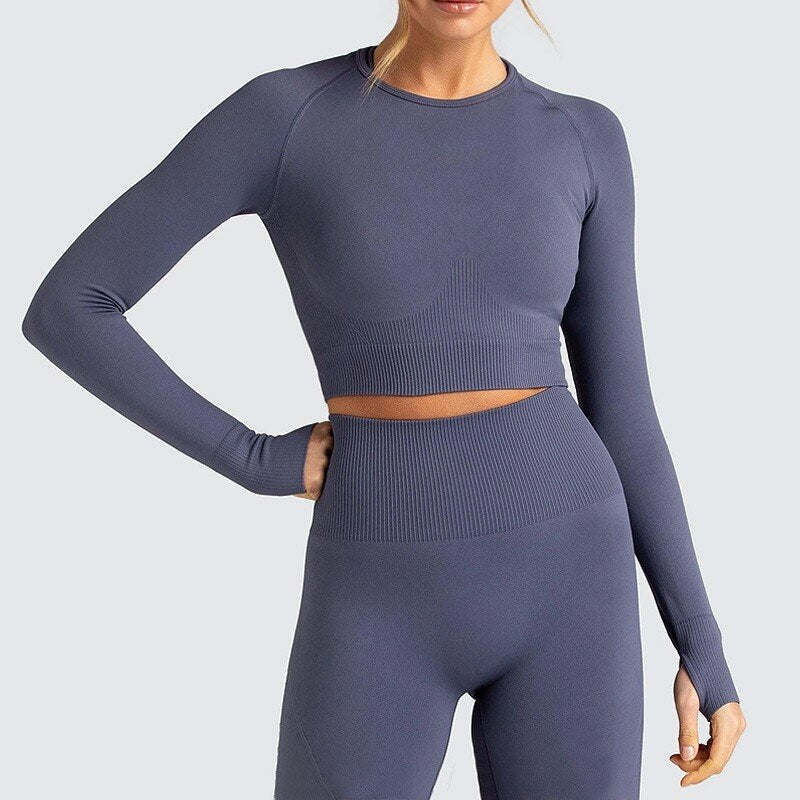 Seamless Long Sleeve Top & Gym Leggings Tracksuit