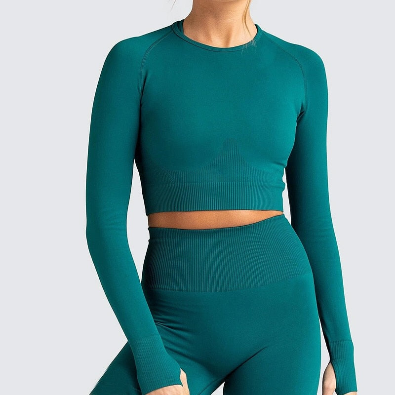 Seamless Long Sleeve Top & Gym Leggings Tracksuit