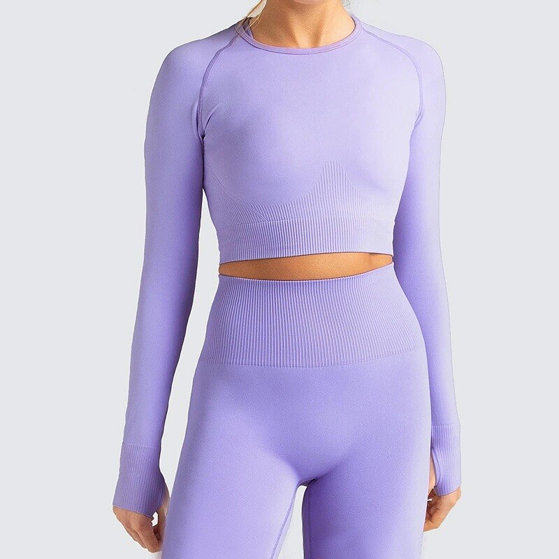 Seamless Long Sleeve Top & Gym Leggings Tracksuit