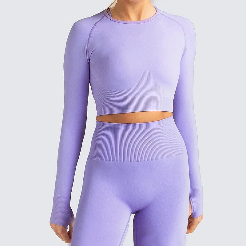 Seamless Long Sleeve Top & Gym Leggings Tracksuit