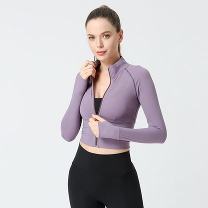 Nude Zipper Fitness Top