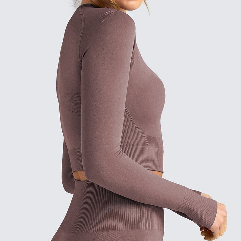 Seamless Long Sleeve Top & Gym Leggings Tracksuit